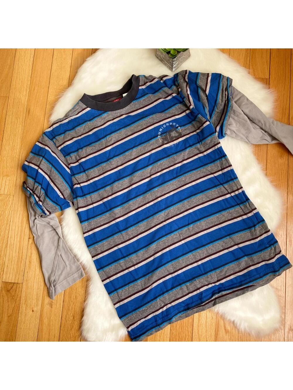Boys’ Unionbay Layered Look Long Sleeve Striped Shirt Large